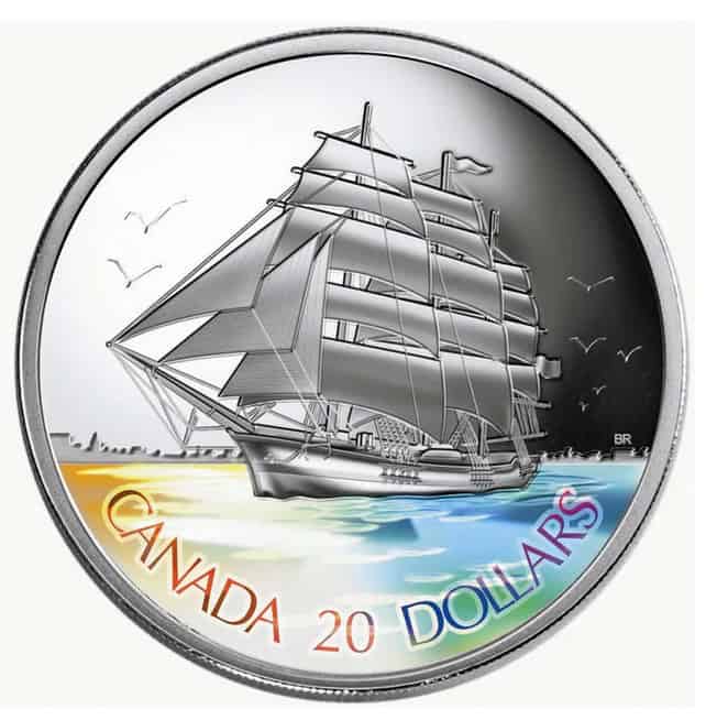 2005 Canada $20 Tall Ships - 3-Masted Ship Fine Silver - Century