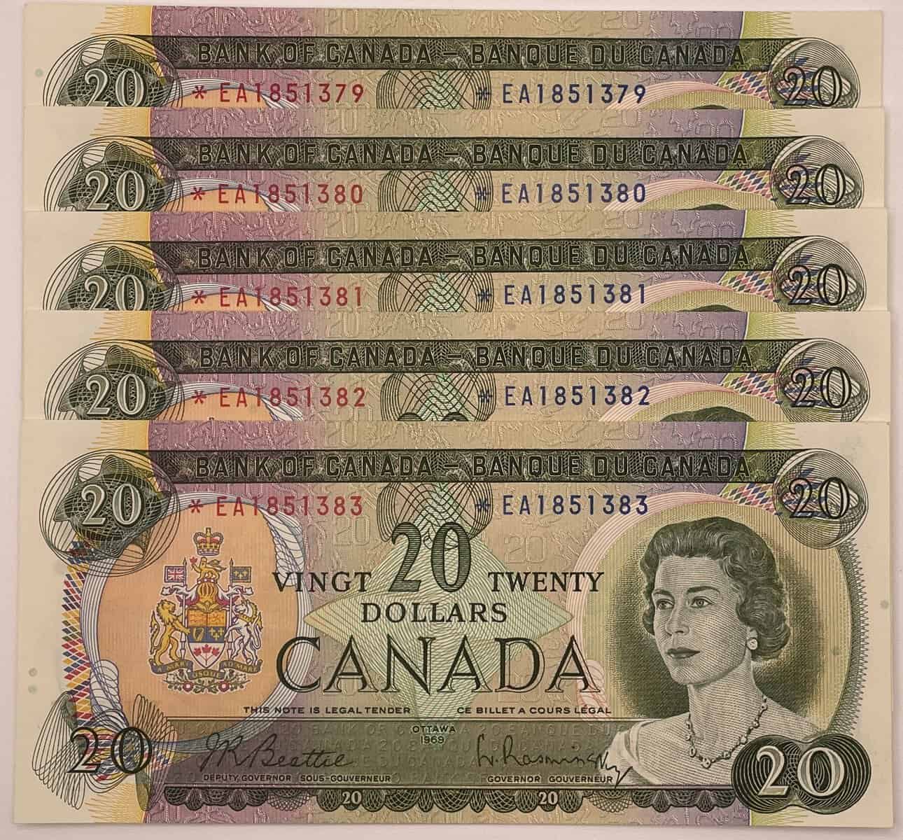 Bank of Canada 1969 Issue $20 Beattie/Rasminsky QEII - UNC - BC50aA *EA ...